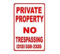 Private Property No Trespassing  VINYL DECAL 11.4" X 17.4"