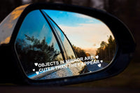 2x (2 different sizes and designs available) Objects in mirror are cuter than they appear sticker vinyl decal for car truck suv + FREE GIFT